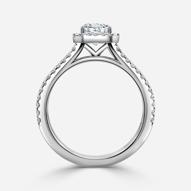 White Gold Lana Split Shank Halo Engagement Ring