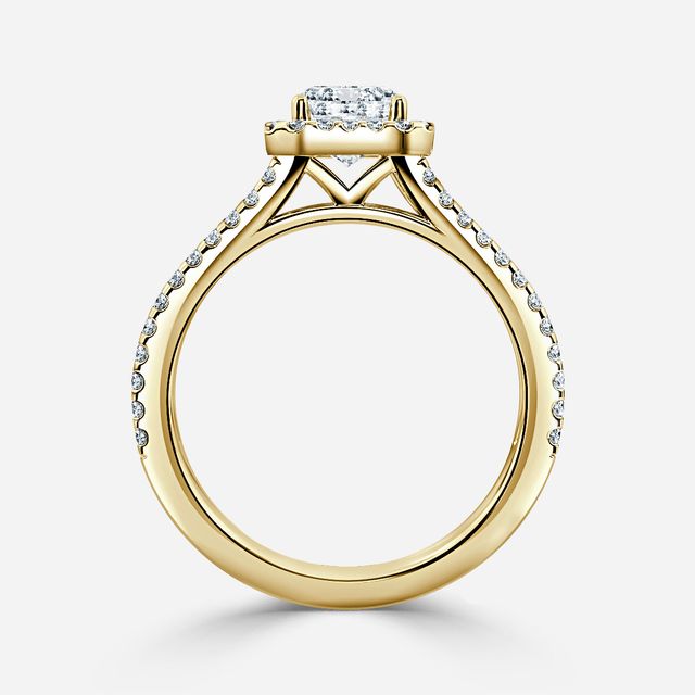 Yellow Gold Lana Split Shank Halo Engagement Ring