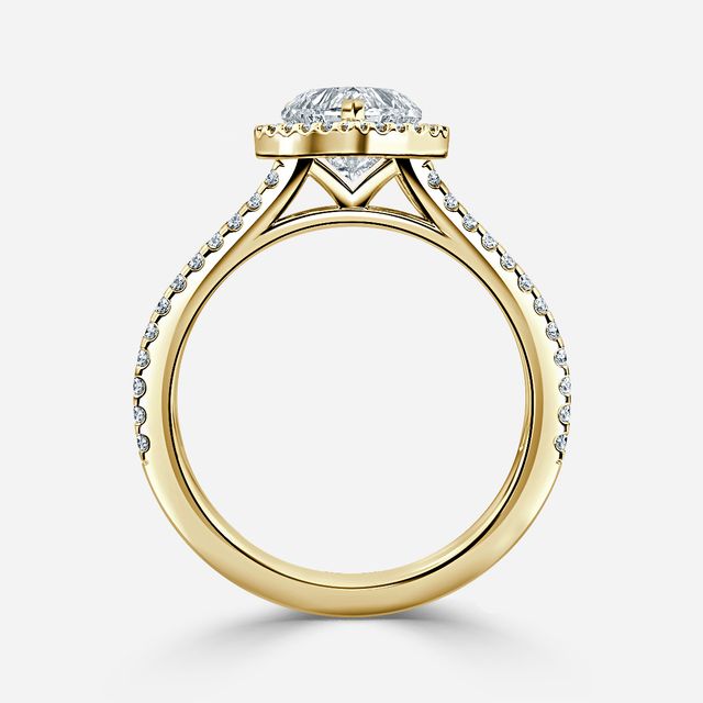 Yellow Gold Lana Split Shank Halo Engagement Ring