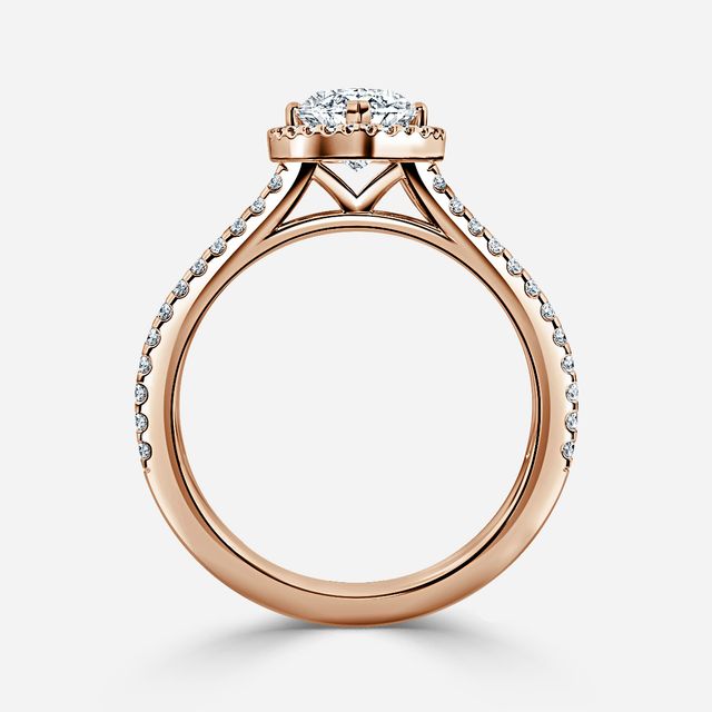 Rose Gold Lana Split Shank Halo Engagement Ring