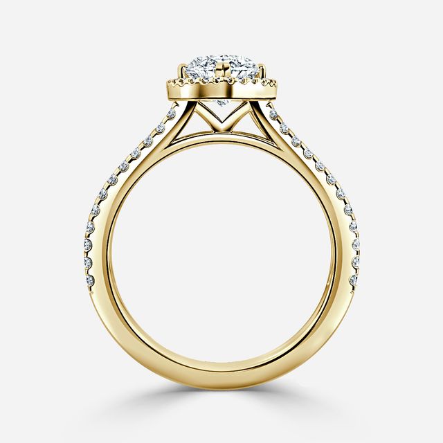 Yellow Gold Lana Split Shank Halo Engagement Ring
