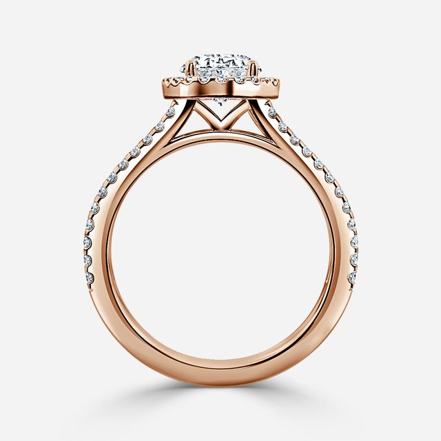 Rose Gold Lana Split Shank Halo Engagement Ring
