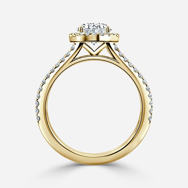 Yellow Gold Lana Split Shank Halo Engagement Ring