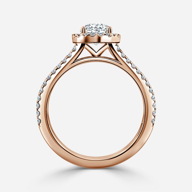 Rose Gold Lana Split Shank Halo Engagement Ring