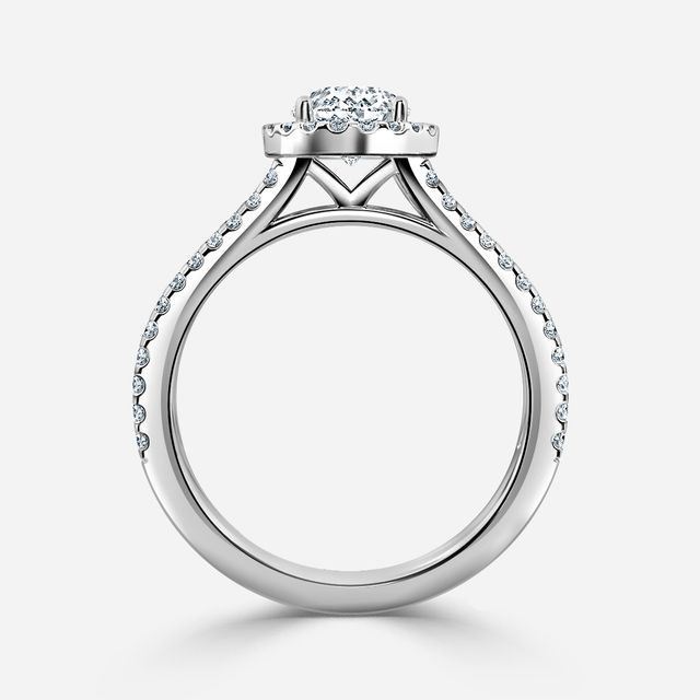 Platinum Lana Split Shank Halo Engagement Ring