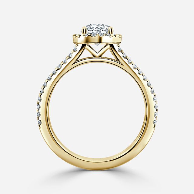 Yellow Gold Lana Split Shank Halo Engagement Ring