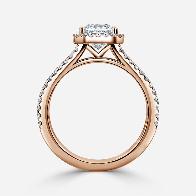 Rose Gold Lana Split Shank Halo Engagement Ring