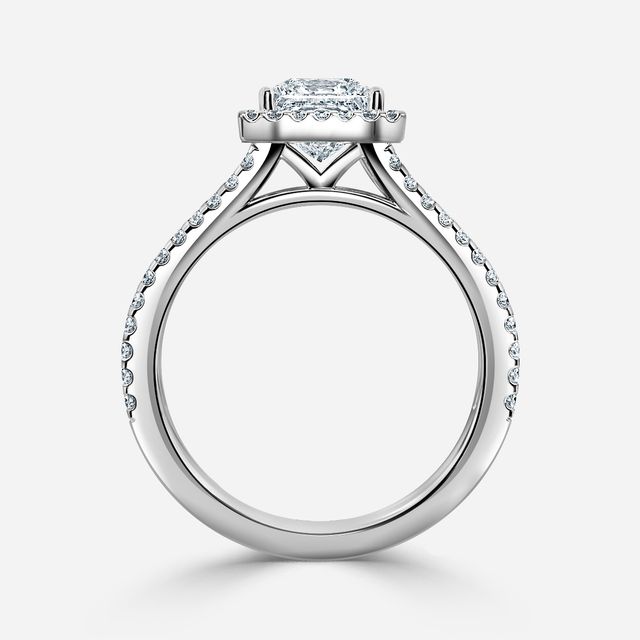 White Gold Lana Split Shank Halo Engagement Ring
