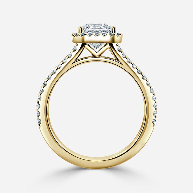Yellow Gold Lana Split Shank Halo Engagement Ring