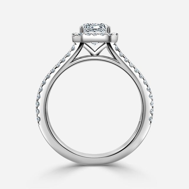 Platinum Lana Split Shank Halo Engagement Ring