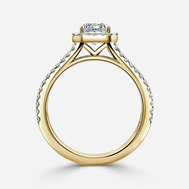 Yellow Gold Lana Split Shank Halo Engagement Ring