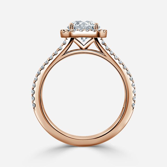 Rose Gold Lana Split Shank Halo Engagement Ring