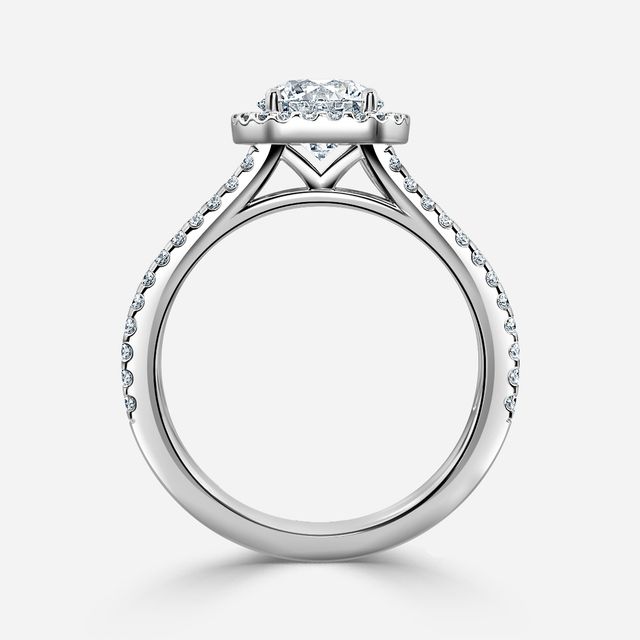 White Gold Lana Split Shank Halo Engagement Ring