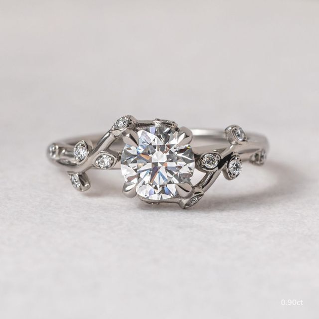 Secret Garden White Gold Flower Engagement Ring