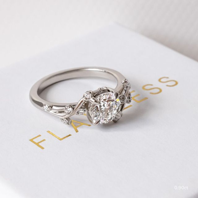 Secret Garden White Gold Flower Engagement Ring
