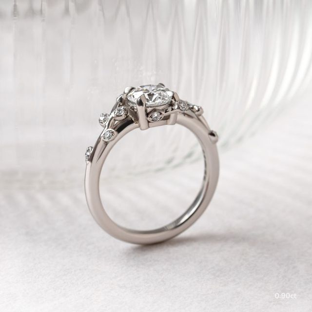 Secret Garden White Gold Flower Engagement Ring