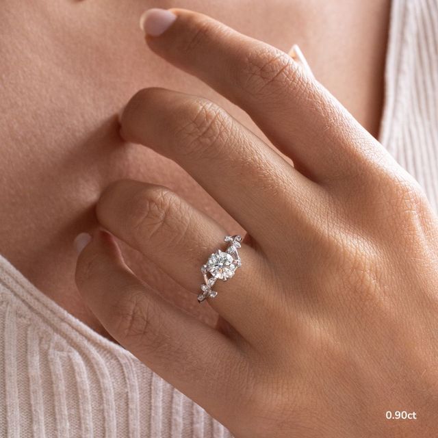 Secret Garden White Gold Flower Engagement Ring