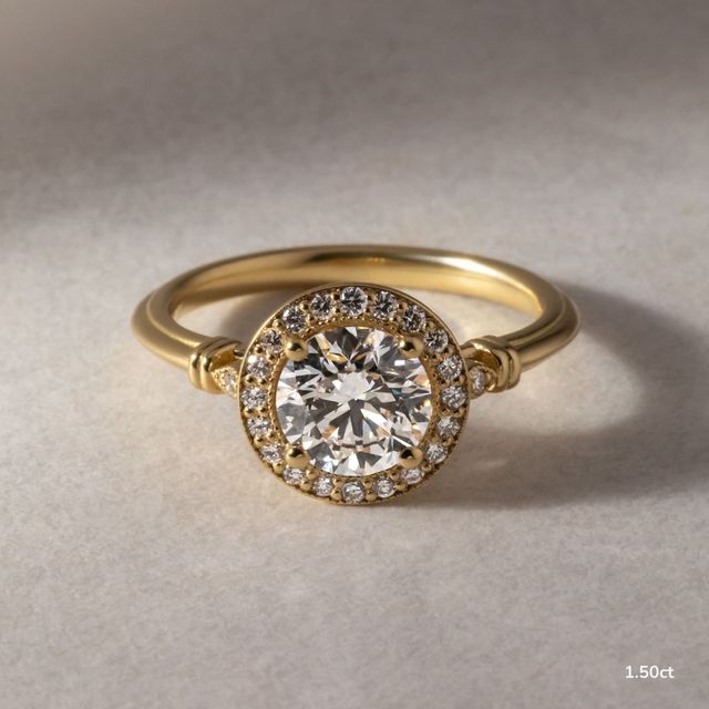 Astaire Yellow Gold Milgrain Vintage Engagement Ring