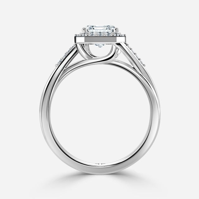 Rigel White Gold Twisted Halo Engagement Ring