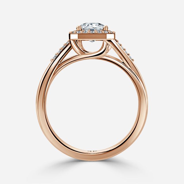 Rigel Rose Gold Twisted Halo Engagement Ring