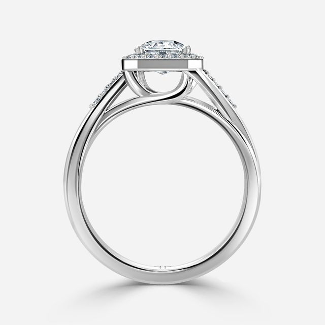 Rigel White Gold Twisted Halo Engagement Ring