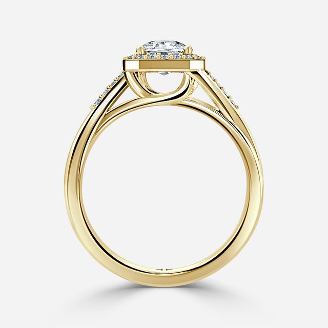 Rigel Yellow Gold Twisted Halo Engagement Ring