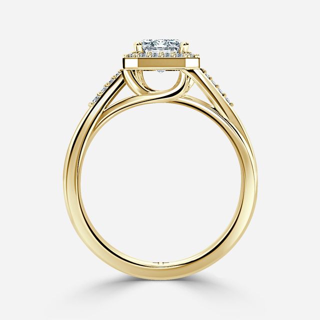 Rigel Yellow Gold Twisted Halo Engagement Ring