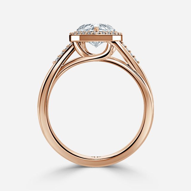 Rigel Rose Gold Twisted Halo Engagement Ring