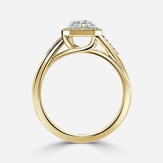 Rigel Yellow Gold Twisted Halo Engagement Ring