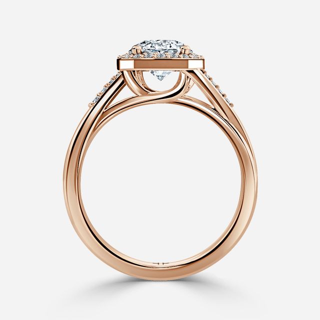 Rigel Rose Gold Twisted Halo Engagement Ring