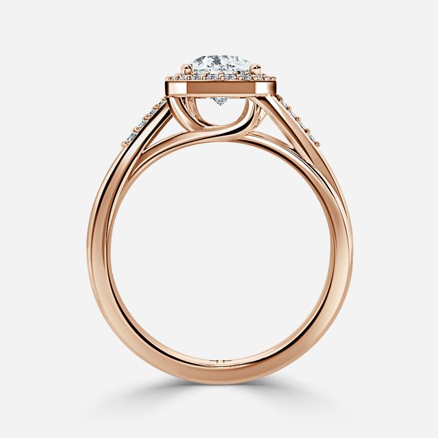 Rigel Rose Gold Twisted Halo Engagement Ring