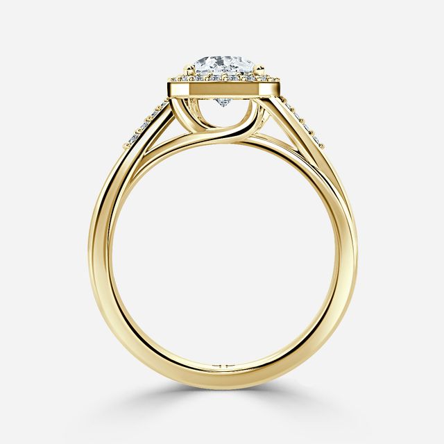 Rigel Yellow Gold Twisted Halo Engagement Ring
