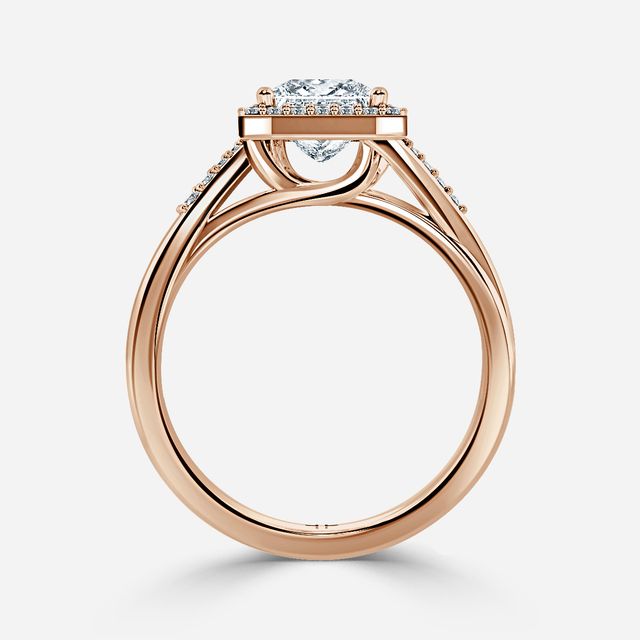 Rigel Rose Gold Twisted Halo Engagement Ring