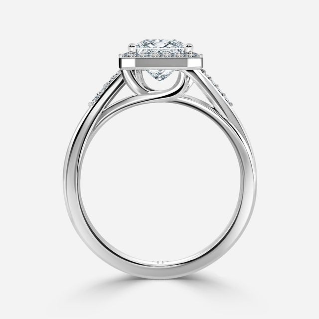 Rigel White Gold Twisted Halo Engagement Ring