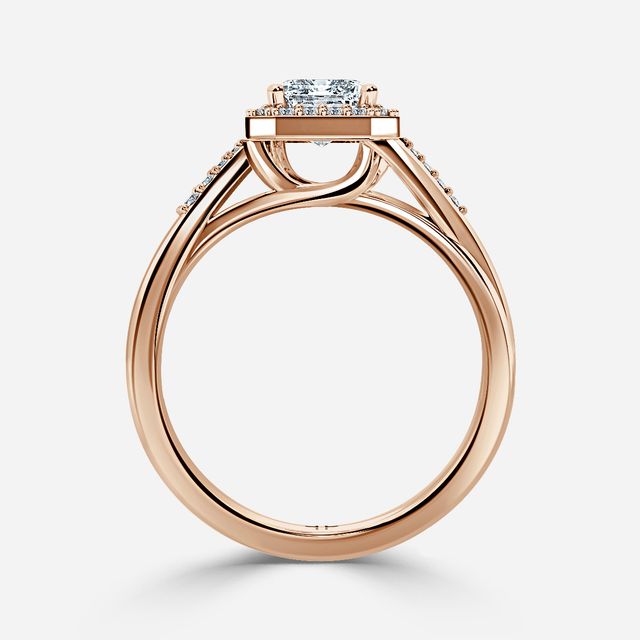 Rigel Rose Gold Twisted Halo Engagement Ring