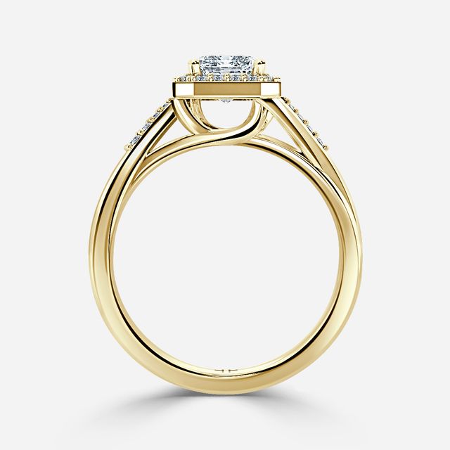 Rigel Yellow Gold Twisted Halo Engagement Ring