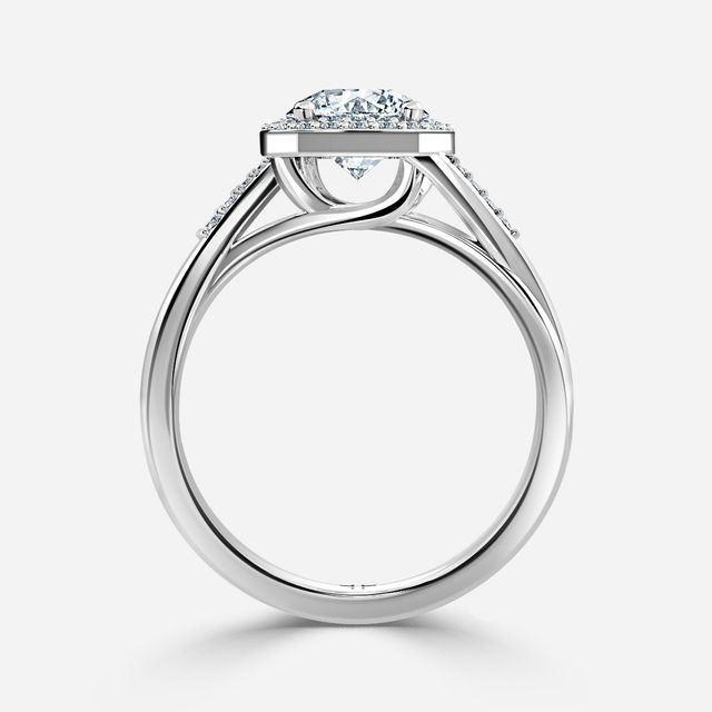 Rigel White Gold Twisted Halo Engagement Ring