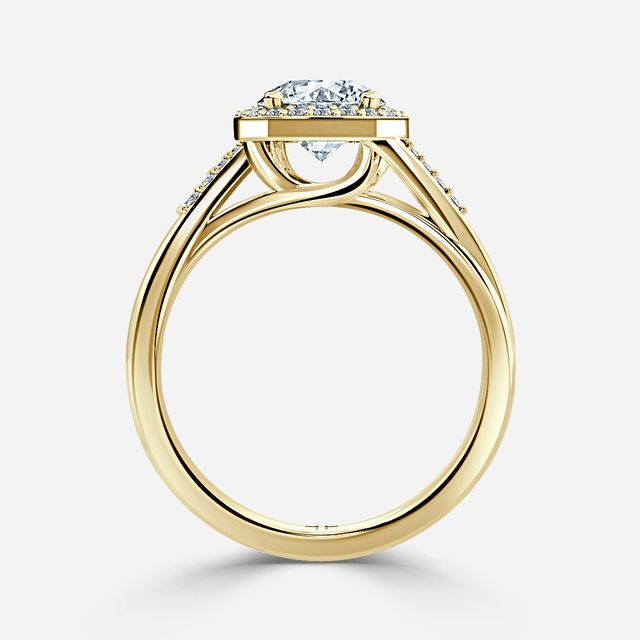 Rigel Yellow Gold Twisted Halo Engagement Ring