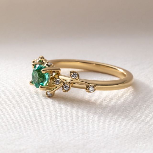 Secret Garden Yellow Gold Flower Engagement Ring