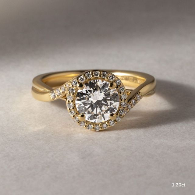 Rigel Yellow Gold Twisted Halo Engagement Ring