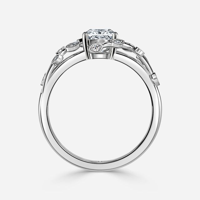 Secret Garden White Gold Flower Engagement Ring