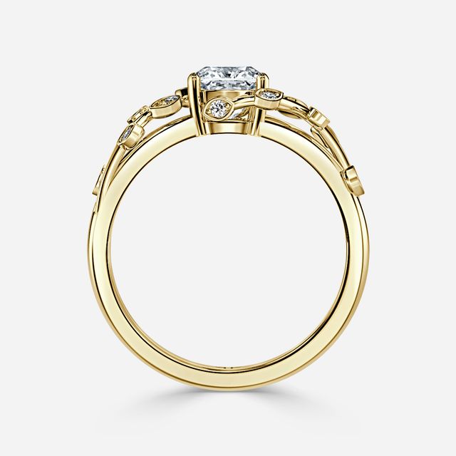 Secret Garden Yellow Gold Flower Engagement Ring