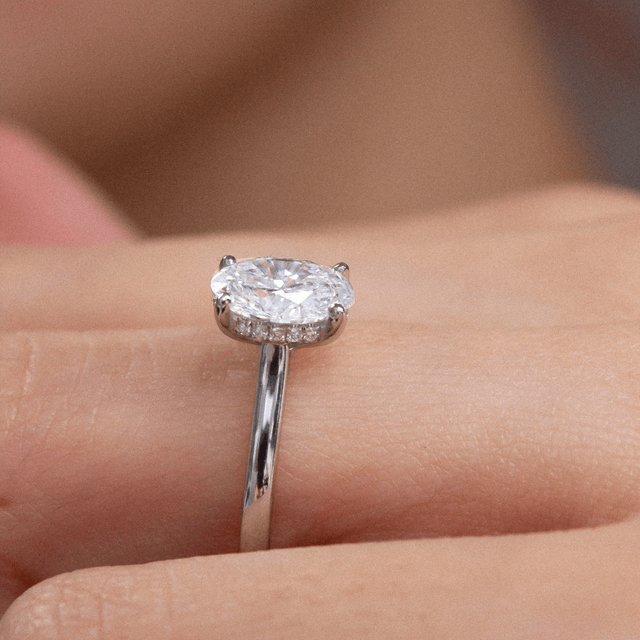 1.30ct Lab Grown Oval Platinum Geraldine Hidden Halo Engagement Ring