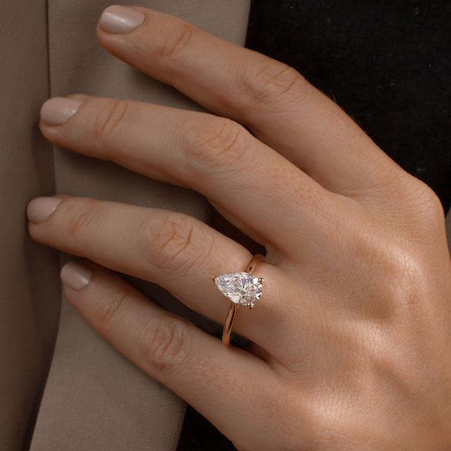 1.80ct Catalina Rose Gold Lab Grown Pear Solitaire Engagement Ring