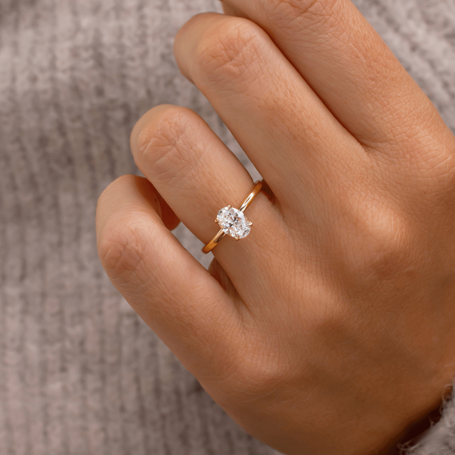 1.50ct Lab Grown Oval Yellow Gold Kate Hidden Halo Engagement Ring