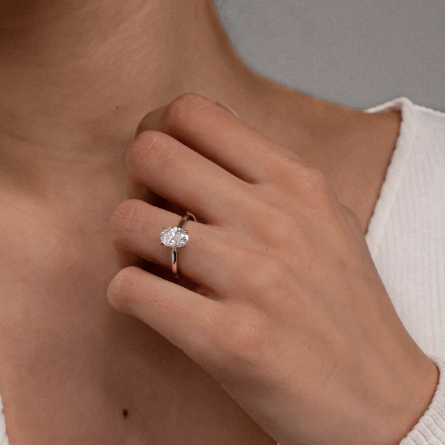 1.30ct Lab Grown Oval Platinum Geraldine Hidden Halo Engagement Ring
