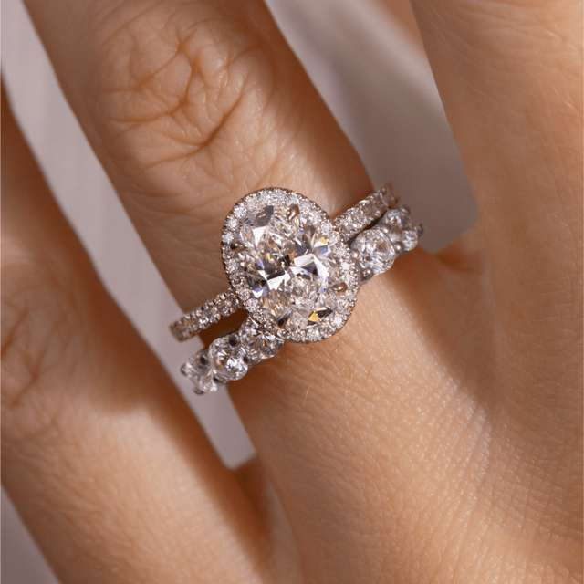 1.30ct Lab Grown Oval Platinum Maya Halo Engagement Ring