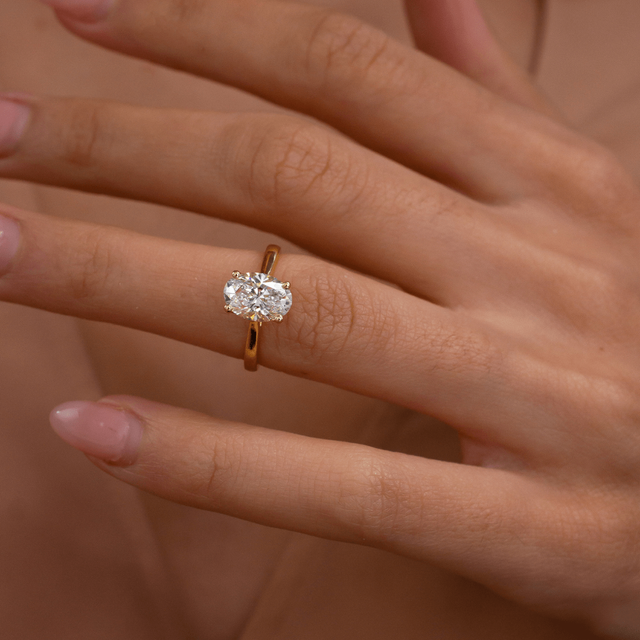 Aerin Yellow Gold Solitaire Engagement Ring Oval Diamond - 1.50ct