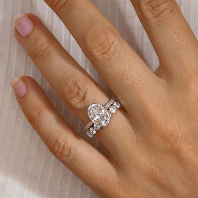 1.30ct Lab Grown Oval Platinum Maya Halo Engagement Ring