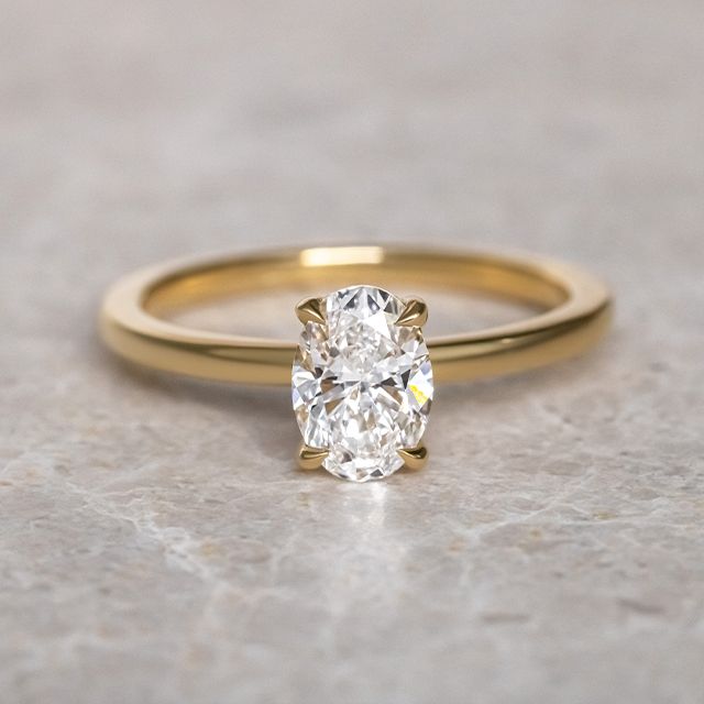 1.50ct Lab Grown Oval Yellow Gold Kate Hidden Halo Engagement Ring